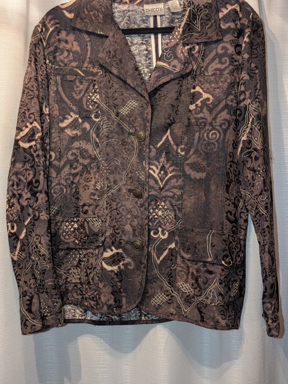 Chico's Brown Printed Button-Front Blazer
